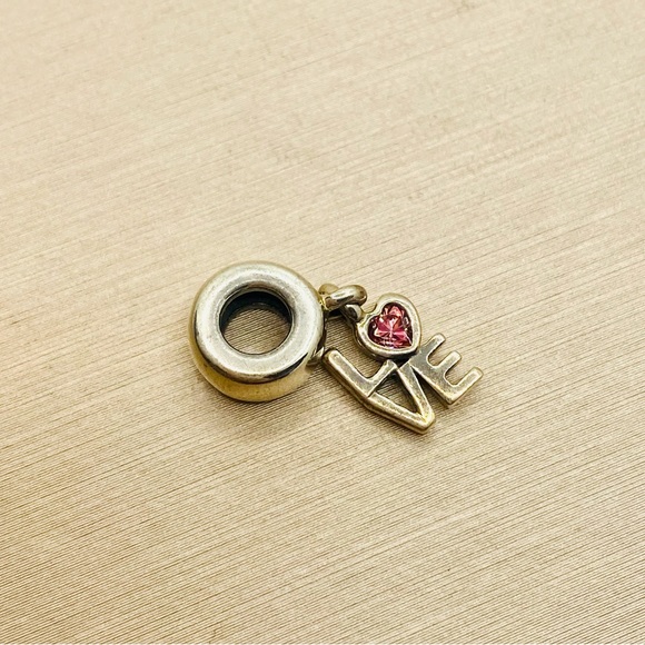 EUC Pandora 791253CZS Sterling Silver LOVE Dangle Bead w/ Salmon Zirconia Heart - Picture 4 of 11